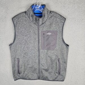 AFTCO AF Tech Fishing Vest Mens Large Heather Fleece Lined Full Zip